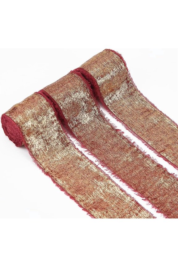 1.57 Inch x 16.4Yds 3 Rolls Glitter Chiffon Ribbons Dark Red Frayed Ribbon Handmade Fringe Frayed Ribbon Shimmer Polyester Ribbons for Flower Bouquet Gift Wrapping Wedding Party Decor Red DIY