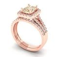 thumbnail image 1 of 1.57 ct Brilliant Emerald Cut Natural Morganite 14k Rose Gold Halo Solitaire with Accents Engagement Bridal Wedding Ring Band Set size 3.5, 1 of 7