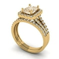 thumbnail image 1 of 1.57 ct Brilliant Emerald Cut Natural Morganite 14k Yellow Gold Halo Solitaire with Accents Engagement Bridal Wedding Ring Band Set size 7.5, 1 of 7