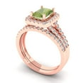 thumbnail image 1 of 1.57 ct Brilliant Emerald Cut Natural Peridot 18K Rose Gold Halo Solitaire with Accents Engagement Bridal Wedding Ring Band Set size 5.25, 1 of 7