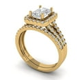 thumbnail image 1 of 1.57 ct Brilliant Emerald Cut Zircon 14k Yellow Gold Halo Solitaire with Accents Engagement Bridal Wedding Ring Band Set size 7.75, 1 of 7