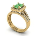thumbnail image 1 of 1.57 ct Brilliant Emerald Cut Green Zircon 14k Yellow Gold Halo Solitaire with Accents Engagement Bridal Wedding Ring Band Set size 6, 1 of 7