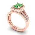 thumbnail image 1 of 1.57 ct Brilliant Emerald Cut Green Zircon 18K Rose Gold Halo Solitaire with Accents Engagement Bridal Wedding Ring Band Set size 6.5, 1 of 7