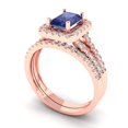 thumbnail image 1 of 1.57 ct Brilliant Emerald Cut Tanzanite 14k Rose Gold Halo Solitaire with Accents Engagement Bridal Wedding Ring Band Set size 8.5, 1 of 7