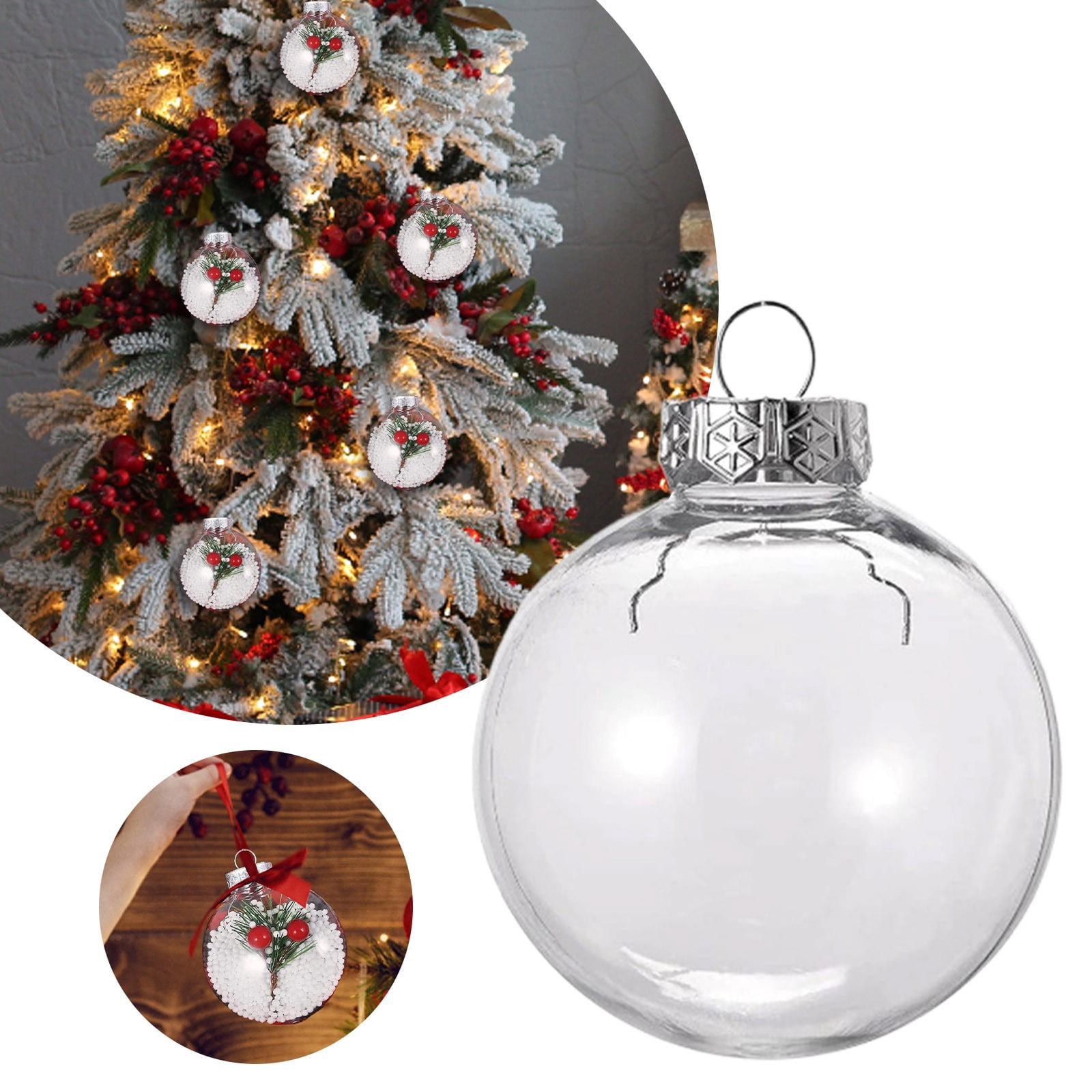 1.57 inch Christmas Balls,Clear Ornament Balls,DIY Fillable Ornaments Clear Ornaments for Crafts Fillable (10PCS)