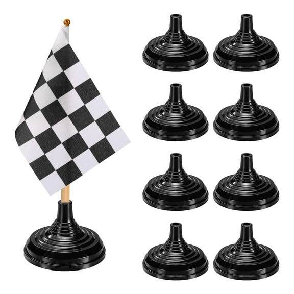 1.57" x 2.2" Table Flag Stand Base, 48Pcs Small Flag Base Mini Flag Holder Portable Multipurpose for Party Centerpiece Office Sport Desk Festival Celebration, Round Black