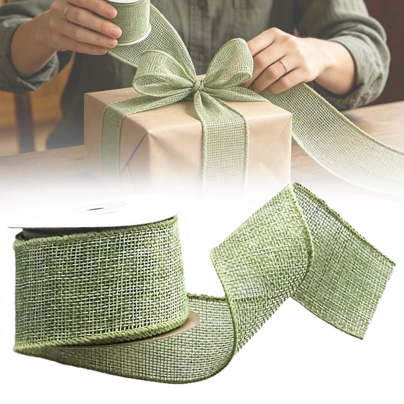 1.57In Width 177.17In Length Burlap Wired Ribbon, Burlap Ribbon Mesh Ribbon For Crafts,Gift Wrapping, Christmas Ribbon, Wired Christmas Ribbon Wreath Making Supplies For Handmade Bows