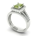 thumbnail image 1 of 1.57ct Brilliant Emerald Cut Natural Peridot 18K White Gold Halo Solitaire with Accents Engagement Bridal Wedding Ring Band Set size 4, 1 of 7