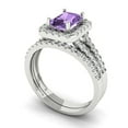 thumbnail image 1 of 1.57ct Brilliant Emerald Cut Alexandrite 18K White Gold Halo Solitaire with Accents Engagement Bridal Wedding Ring Band Set size 8.5, 1 of 7