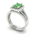 thumbnail image 1 of 1.57ct Brilliant Emerald Cut Green Zircon 14k White Gold Halo Solitaire with Accents Engagement Bridal Wedding Ring Band Set size 6, 1 of 7