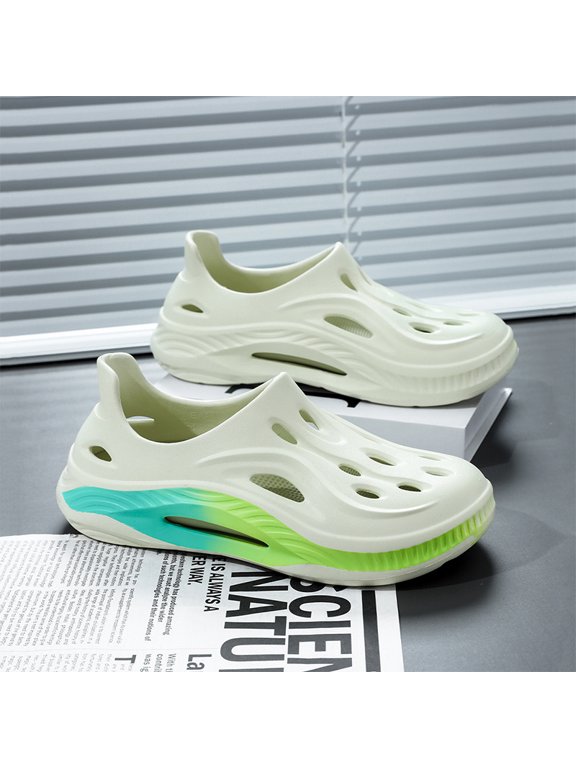 1.57inch Thick Sole Rainbow Gradient Unisex Clogs, Summer EVA Breathable 2-In-1 Slides, Trendy Closed-Toe Water Shoes