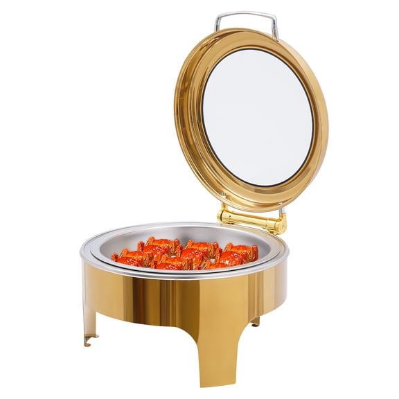 1.58 Gal Chafing Dish for Buffet Set Catering Food Warmers Round Chafing Dishes, Stainless Steel with Glass Lid for Parties, Dinners