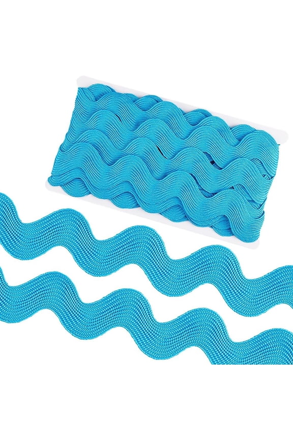 1.58 Inch/40mm Jumbo Rick Rack 10 Yards RIC Rac Trim Christmas Wave Bending Fringe Lace Trimming Ribbon Large Sewing Woven Fabric for Crafts Wedding Cloth Party (Sky Blue)