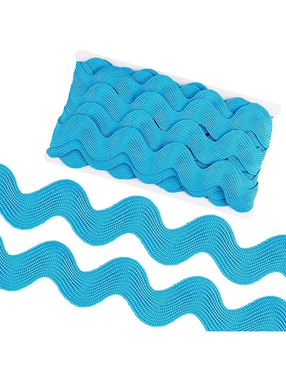 1.58 Inch/40mm Jumbo Rick Rack 10 Yards RIC Rac Trim Christmas Wave Bending Fringe Lace Trimming Ribbon Large Sewing Woven Fabric for Crafts Wedding Cloth Party (Sky Blue)
