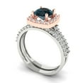 thumbnail image 1 of 1.58 ct Brilliant Round Cut Natural London Blue Topaz 14k White/Rose Gold Halo Solitaire with Accents Engagement Bridal Wedding Ring Band Set size 3.75, 1 of 7