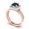thumbnail image 1 of 1.58 ct Brilliant Round Cut Natural London Blue Topaz 18K Rose/White Gold Halo Solitaire with Accents Engagement Bridal Wedding Ring Band Set size 10.25, 1 of 7