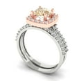 thumbnail image 1 of 1.58 ct Brilliant Round Cut Natural Morganite 14k White/Rose Gold Halo Solitaire with Accents Engagement Bridal Wedding Ring Band Set size 9.5, 1 of 7