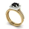 thumbnail image 1 of 1.58 ct Brilliant Round Cut Natural Onyx 18K Yellow/White Gold(multi tone) Halo Solitaire with Accents Engagement Bridal Wedding Ring Band Set size 4.5, 1 of 7