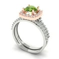 thumbnail image 1 of 1.58 ct Brilliant Round Cut Natural Peridot 18K White/Rose Gold Halo Solitaire with Accents Engagement Bridal Wedding Ring Band Set size 6, 1 of 7