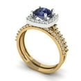 thumbnail image 1 of 1.58 ct Brilliant Round Cut Blue Sapphire 14k Yellow/White Gold(multi tone) Halo Solitaire with Accents Engagement Bridal Wedding Ring Band Set size 4.5, 1 of 7