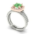 thumbnail image 1 of 1.58 ct Brilliant Round Cut Green Zircon 14k White/Rose Gold Halo Solitaire with Accents Engagement Bridal Wedding Ring Band Set size 4.5, 1 of 7