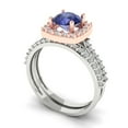 thumbnail image 1 of 1.58 ct Brilliant Round Cut Tanzanite 14k White/Rose Gold Halo Solitaire with Accents Engagement Bridal Wedding Ring Band Set size 9, 1 of 7