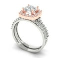 thumbnail image 1 of 1.58 ct Brilliant Round Cut White Sapphire 18K White/Rose Gold Halo Solitaire with Accents Engagement Bridal Wedding Ring Band Set size 5.5, 1 of 7
