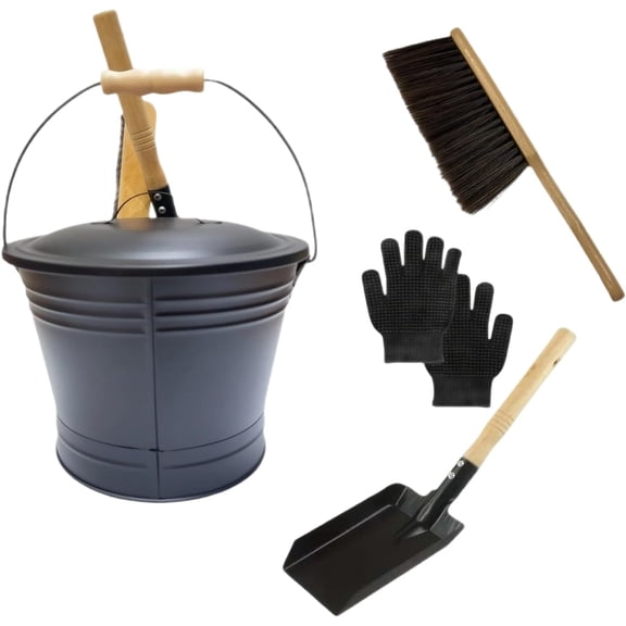 1.59 Gallon Ash Bucket with Lid, 12.29.457.09inch Portable Metal Cleaning Tools,Wood Stove Ash Bucket Shovel Fire Pit Tools, for Fire Pit Hearth Outdoor Home Camping Campfire Coal Refractory Glass