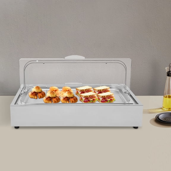 1.59Gal Ice Food Serving Display Tray, Buffet Cold Serving Cooler Platter with Cover, Cooling Food Dishes Display Plate