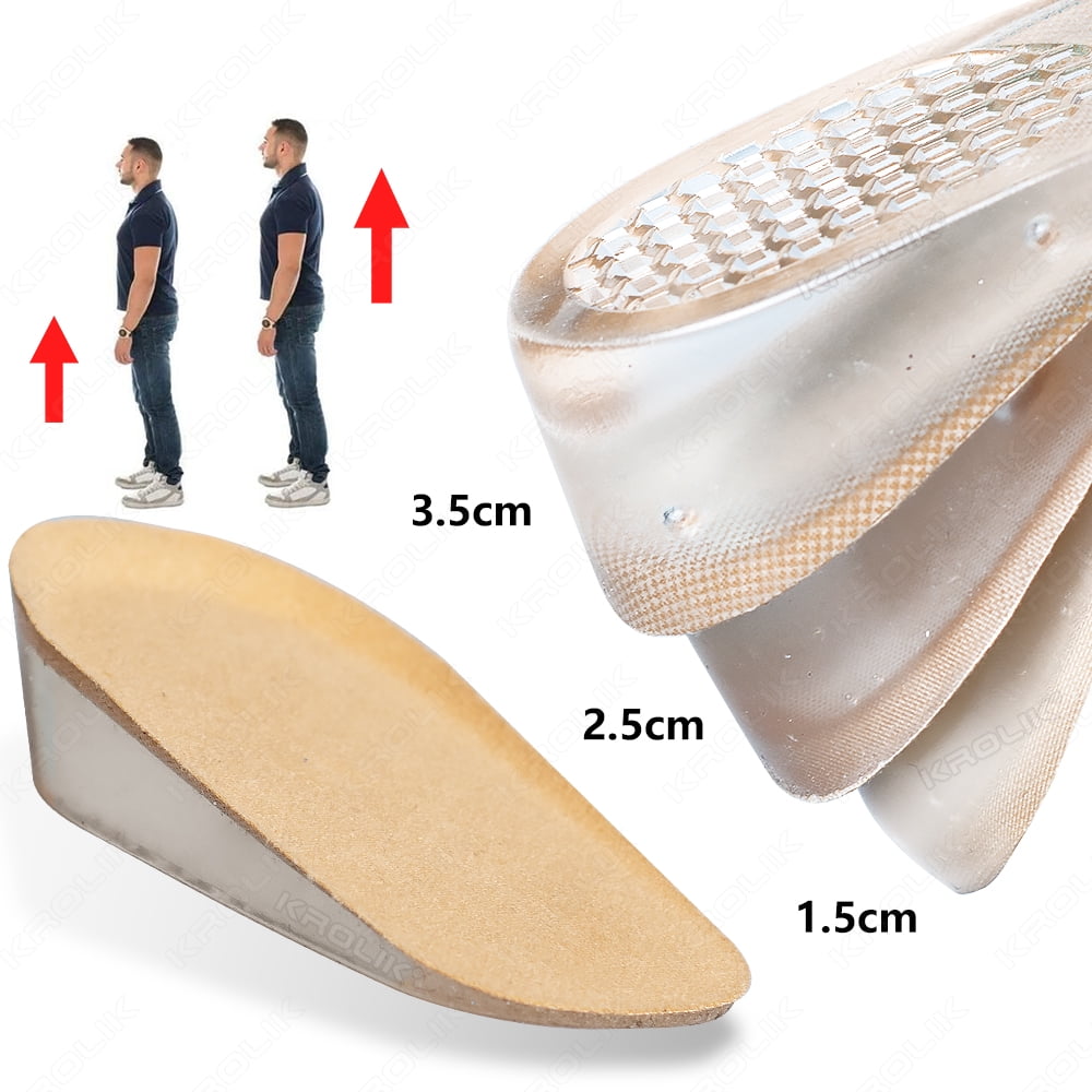 1.5CM-3.5CM Invisible Height Increase Insoles Silicone Gel Heel Lifting ...