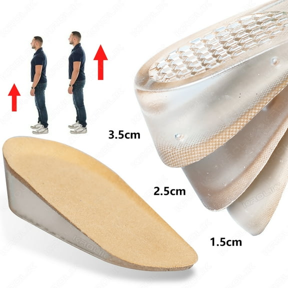 1.5CM-3.5CM Invisible Height Increase Insoles Silicone Gel Heel Lifting Inserts Transparent Foot Care Protector Elastic Shoe Inserts
