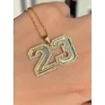 thumbnail image 1 of 1.5CT Round Cut Moissanite Custom Lucky "23 Number Pendant 14k Yellow Gold Plated, 1 of 4