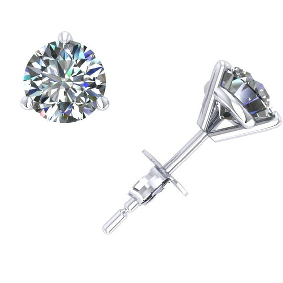 1.5Carat Round Diamond Martini Stud Earrings 14k White Gold Prong Setting H SI2