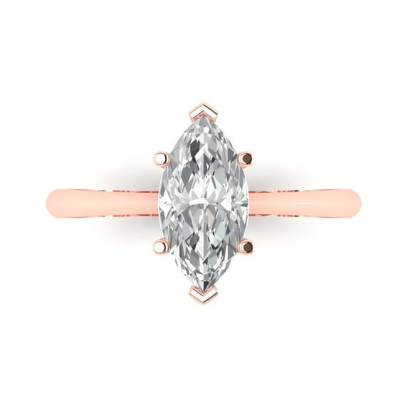 Solitaire Engagement Ring for Women - 1.5ct Moissanite in 14K Rose Gold Promise Ring