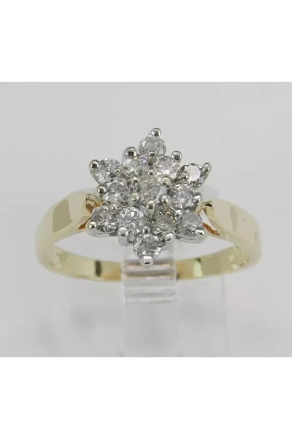 1.5Ct Round Cut Lab Created Diamond Women's Flower Cluster Ring 14K Yellow Gold Plated