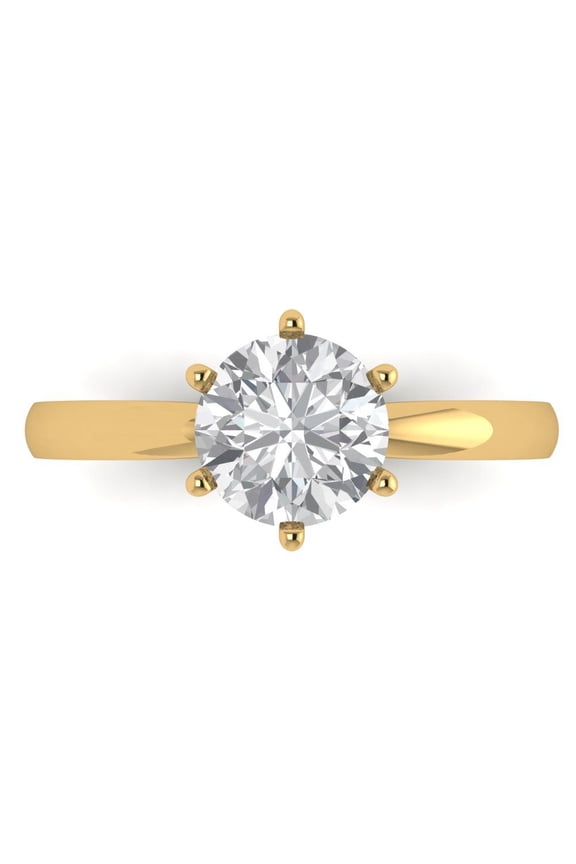 Solitaire Engagement Ring for Women - 1.5ct Moissanite in 14K Yellow Gold Promise Ring