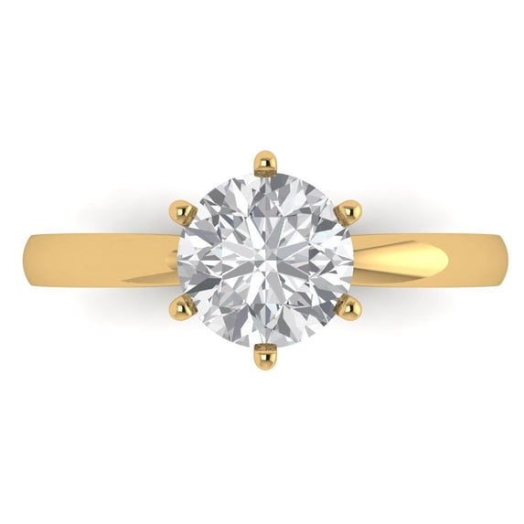 Solitaire Engagement Ring for Women - 1.5ct Moissanite in 14K Yellow Gold Promise Ring