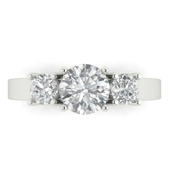 Three-Stone Engagement Ring for Women - 1.5ct Moissanite in 14K White Gold Promise Ring