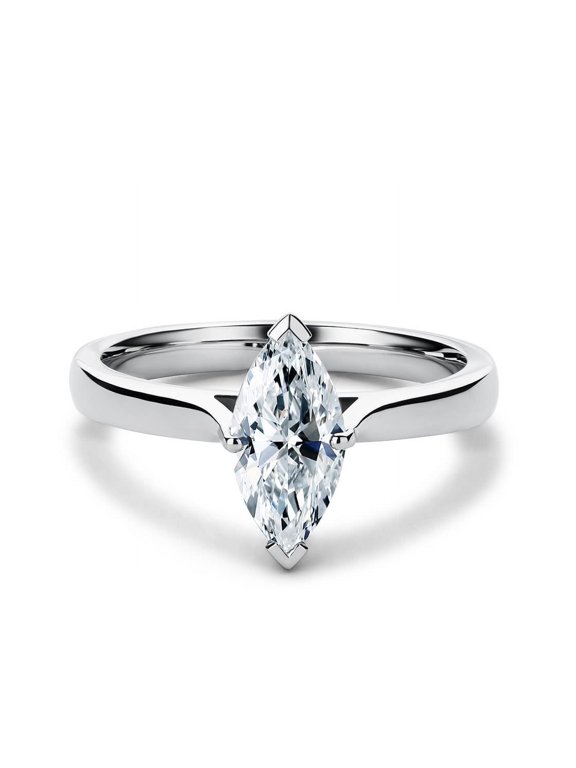 1.5Ct Solitaire Marquise Cut Moissanite Dimaond Engagement Rings for Women in 14K Gold Plated on Silver
