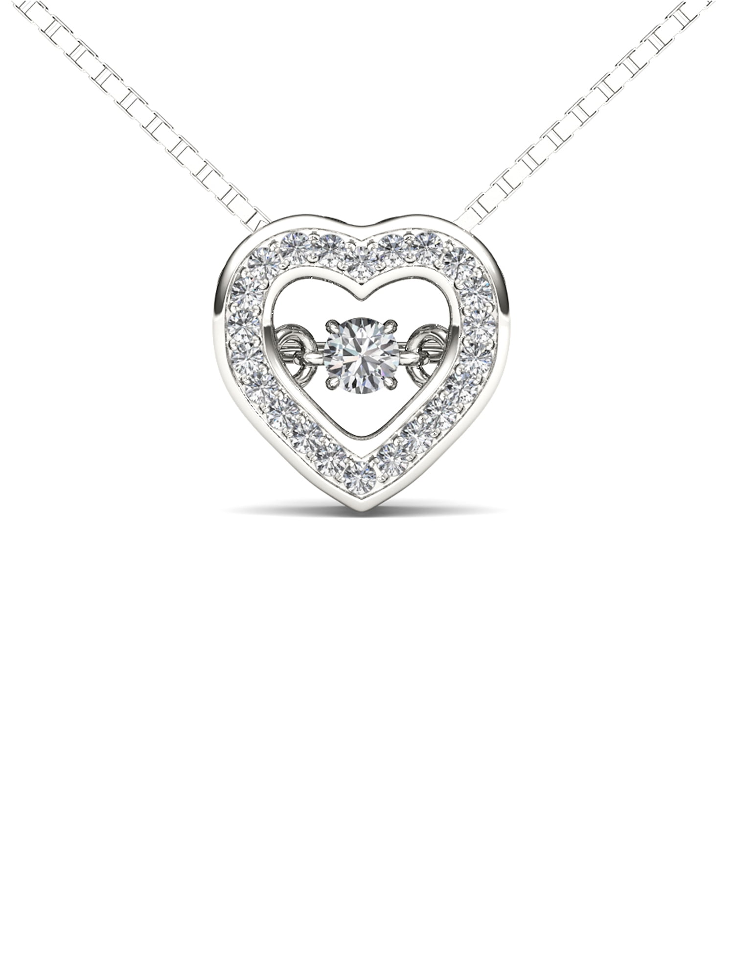 1/5Ct TDW Diamond 10K White Gold 'Heart' Necklace - Walmart.com