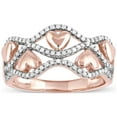 thumbnail image 1 of 1/5Ct TDW Diamond 10k Rose Gold Ribbon and Heart Fashion Ring, 1 of 4