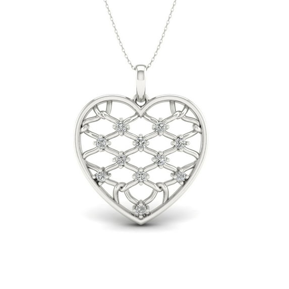 1/5Ct TDW Diamond S925 Sterling Silver Heart Necklace