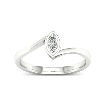 1/5Ct TDW Marquise Diamond 10k White Gold Solitaire Promise Ring (I-J, I2)