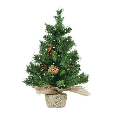 1.5FT Mini Christmas Tree Mini Artificial Christmas Tree with Battery Powered LED String Lights Natural Pine Cones for for Christmas Decorations Holiday Decoration