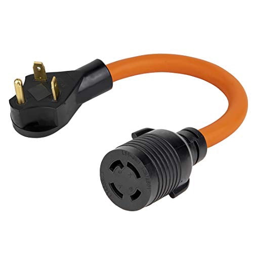 1.5FT Nema TT-30P to L14-30R Adapter, 30-Amp RV to L14-30R Generator Transfer Switch Adapter 4-Prong Female Adapter STW 10AWG, 30A RV Generator to 30A 4-Prong Locking Female$$Garden & Patio