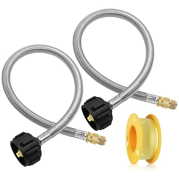 1.5FT Propane Pigtail Hose 2 Pack 304 Stainless Steel Gas Line for RV BBQ Outdoor Use