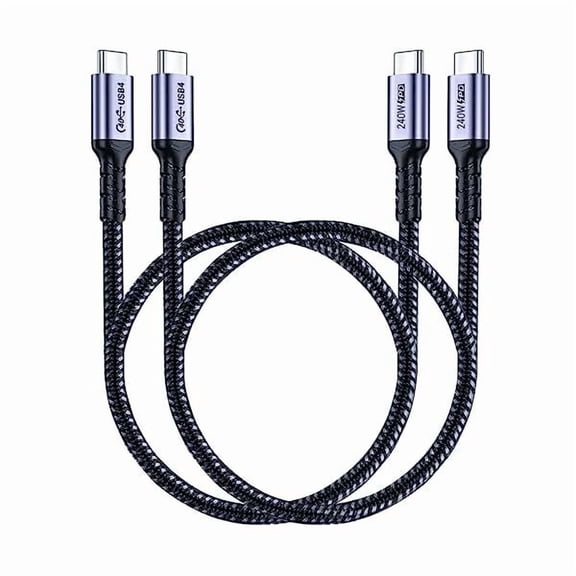 Quyaojz 1.5FT USB 4 Cable 2 Packs 40Gbps USB 4 Cable with 240W Fast Charging and 8K Video Display Compatible with Thunderbolt 4, Thunderbolt 3, MacBook, iPhone 16/16 Plus/16 Pro Max