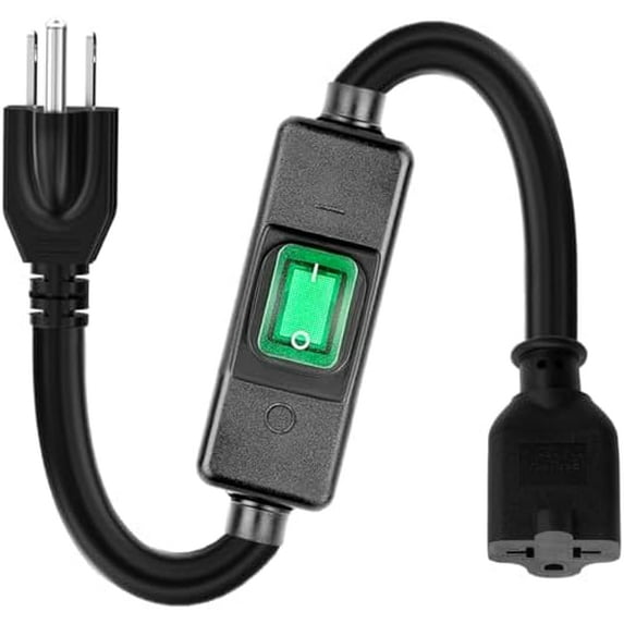 (1.5Feet) Heavy Duty SJTW 12AWG Outdoor Waterproof Extension Switch Cord, IP57 Waterproof,Max.20A 125V 4-in-1 T-Blade Female, in-Line On/Off Switch Extension Cord,Black.$$Tools & Hardware Other