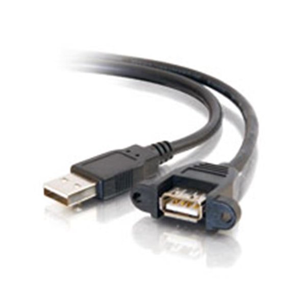 1.5Ft Usb 2.0 A Male To A Female Panel Mount Cable