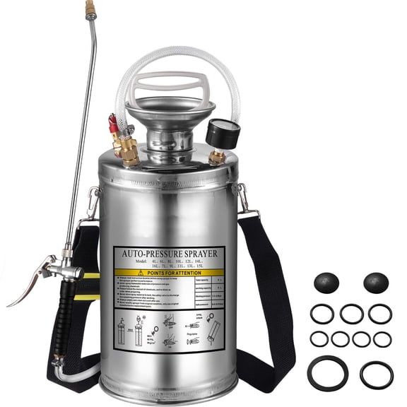 1.5Gal Stainless Steel Sprayer, Set with 16" Wand& Handle& 3.3FT Reinforced Hose, Ha